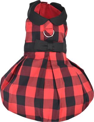 Show full view: Parisian Pet Buffalo Checkered Taffeta Dress Plaid & Bow Dog Gown, Red & Black, X-Large slide 2 of 5