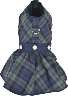 Show full view: Parisian Pet Scottish Taffeta Dress Plaid Dog Gown, Green & Blue, Small slide 2 of 5