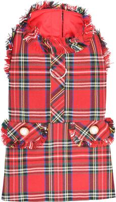 Show full view: Parisian Pet Tartan Fringe Plaid Dress Elegant Holiday Dog Outfit, Red, XX-Large slide 2 of 5