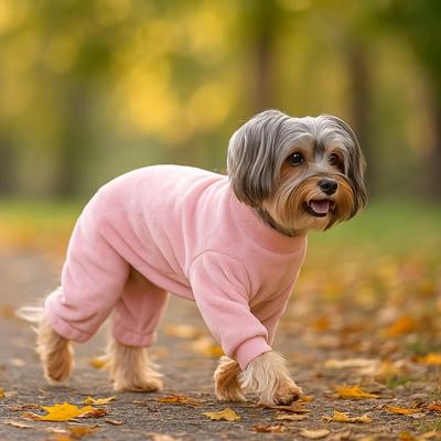 Show full view: Parisian Pet Velour Pajama Blush Luxury Cotton Dog & Cat Sleepwear, Pink, Large slide 4 of 6