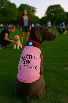 Show full view: Parisian Pet Little Miss Attitude Embroidered Dog & Cat T-Shirt, Pink, X-Small slide 3 of 5