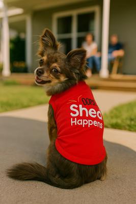 Show full view: Parisian Pet Shed Happens Embroidered Funny Cotton Dog T-Shirt Tee, Red, XXX-Large slide 3 of 5