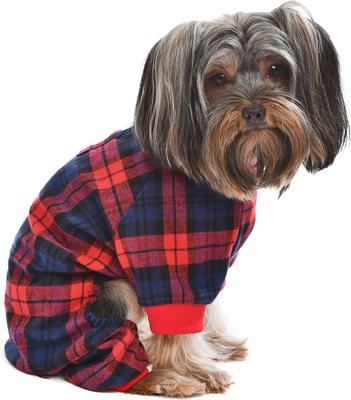 Show full view: Parisian Pet Scottish Pajama Plaid Flannel Dog Sleepwear, Red & Blue, Medium slide 3 of 5