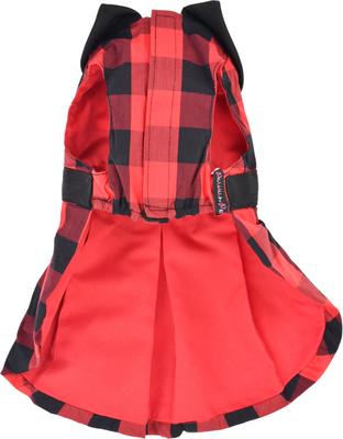 Show full view: Parisian Pet Buffalo Checkered Taffeta Dress Plaid & Bow Dog Gown, Red & Black, X-Large slide 3 of 5