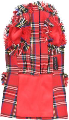 Show full view: Parisian Pet Tartan Fringe Plaid Dress Elegant Holiday Dog Outfit, Red, XX-Large slide 3 of 5