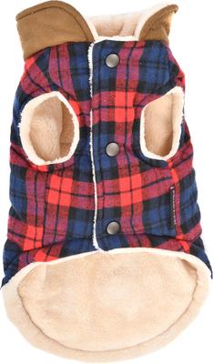 Show full view: Parisian Pet Scottish Jacket Plaid Formal Coat for Dogs & Cats, Red & Blue, Large slide 3 of 6