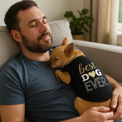 Show full view: Parisian Pet Best Dog Ever Embroidered Cotton Dog & Cat T-T-Shirt, Black, Medium slide 4 of 5