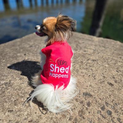 Show full view: Parisian Pet Shed Happens Embroidered Funny Cotton Dog T-Shirt Tee, Red, XXX-Large slide 4 of 5