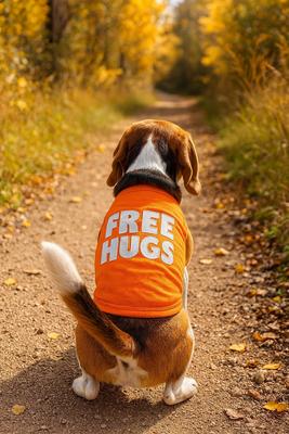 Show full view: Parisian Pet Free Hugs Embroidered Cotton Dog T-Shirt, Cream & Pink, XX-Small slide 4 of 5