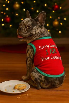 Show full view: Parisian Pet Sorry Santa I Ate Your Cookies Funny Dog T-Shirt, XXXX-Large slide 4 of 5