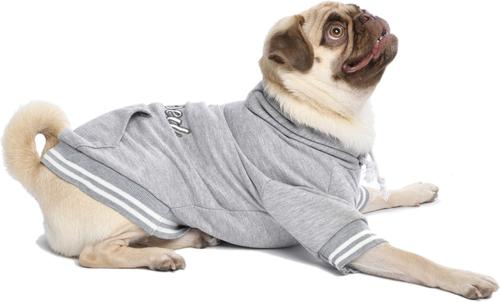 Show full view: Parisian Pet Blessed Embroidered Cozy Fleece Pullover Dog Hoodie, Gray, Medium slide 4 of 5