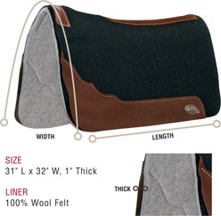 Weaver Equine Contoured 100% Wool Felt Saddle Pad, Black/Brown, 31-in x 32-in slide 2 of 9