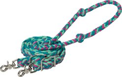 Weaver Equine EcoLuxe Flat Barrel Horse Reins, Turquoise/Raspberry/Biscay Green