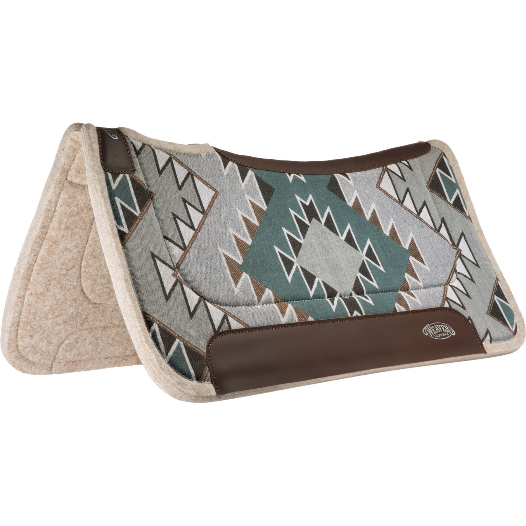 Weaver Equine All Purpose Wool Blend Felt Contoured Saddle Pad, Southwest-Mallard Green/Gray