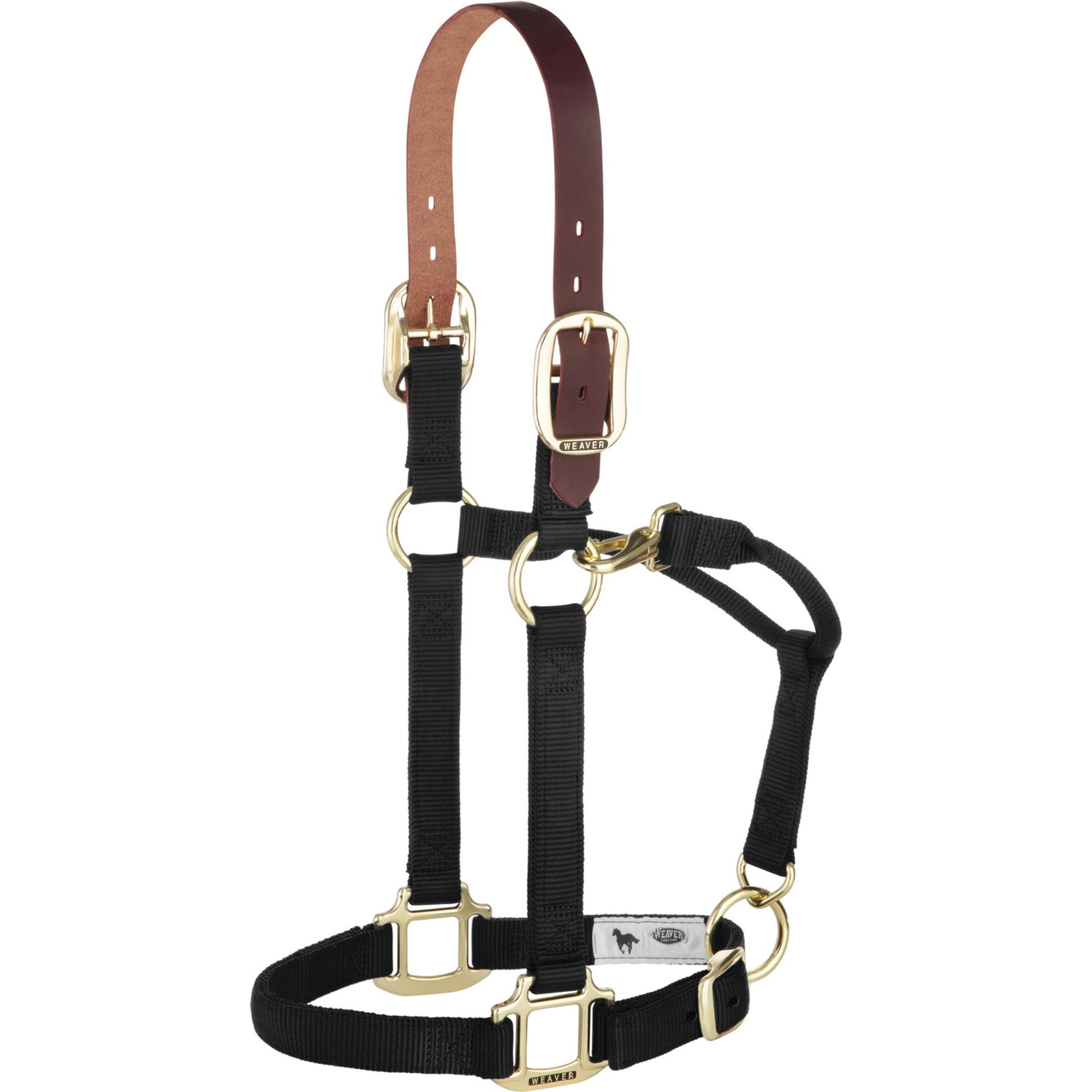 Weaver Equine Breakaway Original Adjustable Chin & Throat Snap Horse Halter, Black, Large