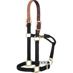 Weaver Equine Breakaway Original Adjustable Chin & Throat Snap Horse Halter, Black, Small