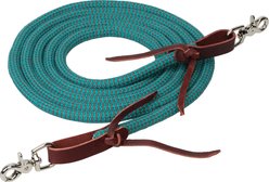 Weaver Equine EcoLuxe Round Trail Horse Reins, Turquoise/Charcoal