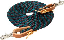 Weaver Equine Poly Roping Horse Reins with Scissor Snap, Black/Plum/Teal