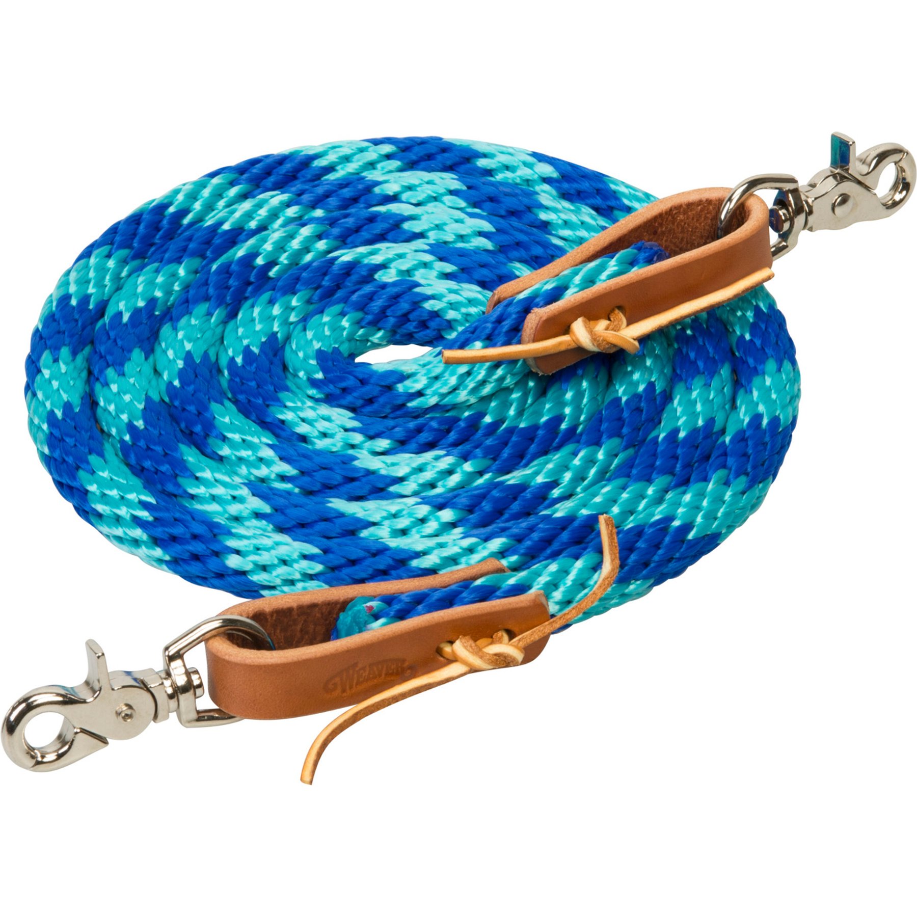 Weaver Equine Poly Roping Horse Reins with Scissor Snap, Dazzling Blue/Turquoise