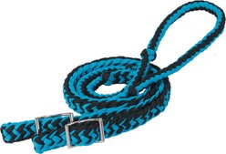 Weaver Equine Braided Nylon Barrel Horse Reins, Hurricane Blue/Black