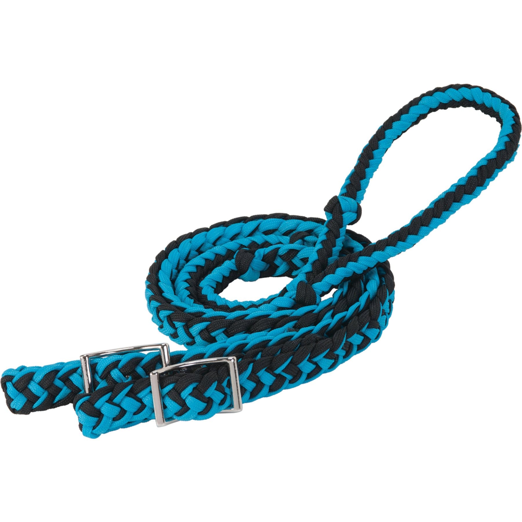 Weaver Equine Braided Nylon Barrel Horse Reins, Hurricane Blue/Black