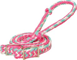 Weaver Equine Braided Nylon Barrel Horse Reins, Pink/White/Mint/Sparkle