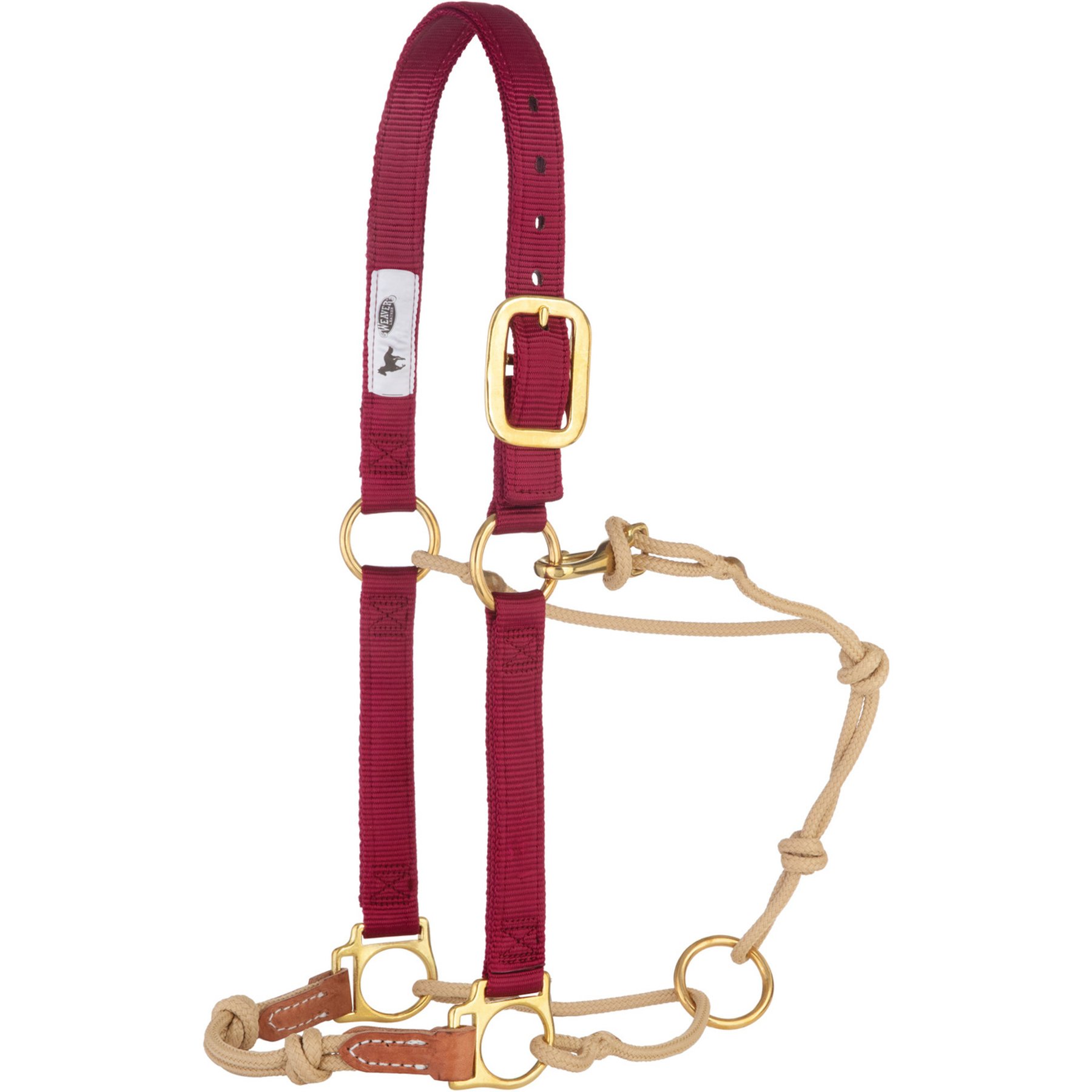 Weaver Equine Kalley Krickeberg Nylon & Rope Combination Horseman's Halter, Burgundy/Tan