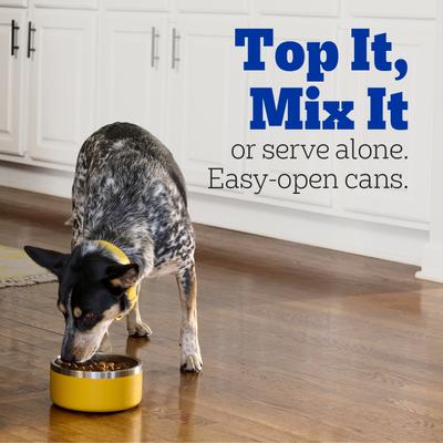 Show full view: Pedigree Chopped Ground Dinner Beef, Bacon & Cheese Flavor Adult Canned Wet Dog Food 13.2-oz, case of 12 slide 9 of 12