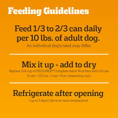 Show full view: Pedigree Chopped Ground Dinner Beef, Bacon & Cheese Flavor Adult Canned Wet Dog Food 13.2-oz, case of 12 slide 8 of 12
