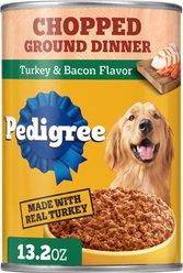 Pedigree Chopped Ground Dinner Turkey & Bacon Flavor Adult Canned Wet Dog Food, 13.2-oz, case of 12