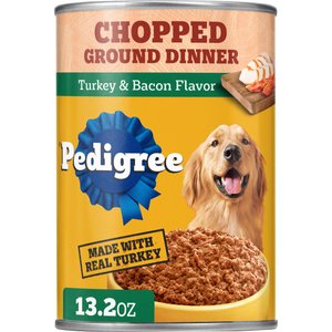 Pedigree Chopped Ground Dinner Turkey & Bacon Flavor Adult Canned Wet Dog Food, 13.2-oz, case of 12