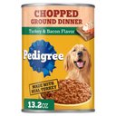 Pedigree Chopped Ground Dinner Turkey & Bacon Flavor Adult Canned Wet Dog Food, 13.2-oz, case of 12