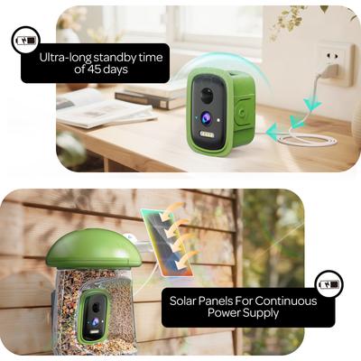 Show full view: LONA Love Nature Smart Finch Wild Bird Tube Feeder with Camera, Green, 1.3-L slide 3 of 9