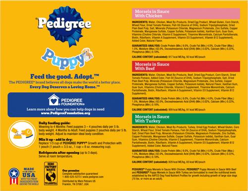 Show full view: Pedigree Puppy Variety Pack Wet Dog Food, 3.5-oz pouch, pack of 18 slide 3 of 11