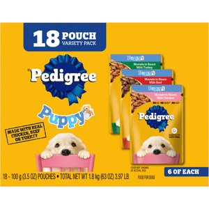 Pedigree Puppy Variety Pack Wet Dog Food, 3.5-oz pouch, pack of 18