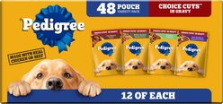 Pedigree Choice Cuts in Gravy Adult Variety Pack Dog Soft Wet Food, 3.5-oz pouches, 48 count