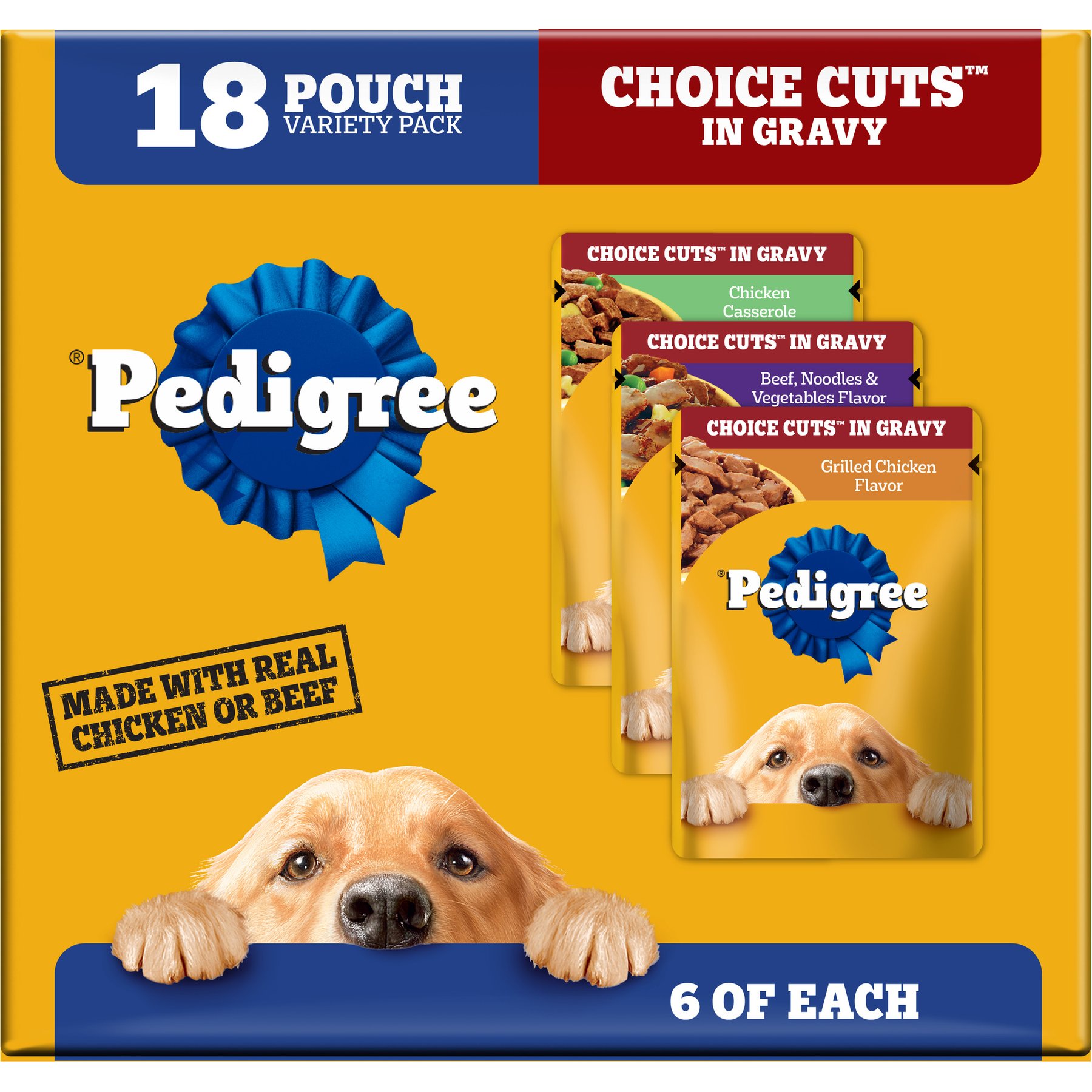 Pedigree Choice Cuts in Gravy Variety Pack Adult Wet Dog Food, 3.5-oz pouch, bundle of 36