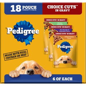 Pedigree Choice Cuts in Gravy Variety Pack Adult Wet Dog Food, 3.5-oz pouch, case of 18