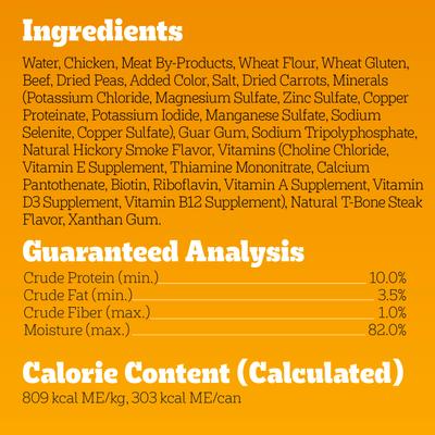Show full view: Pedigree Tender Bites in Gravy, Steak & Vegetable Flavor Adult Canned Wet Dog Food, 13.2-oz can, case of 12 slide 7 of 11
