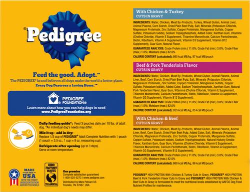 Show full view: Pedigree High Protein Variety Pack Adult Dog Wet Food Pouches, 3.5-oz pouches, 18 count slide 3 of 10