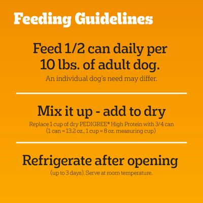 Show full view: Pedigree High Protein Adult Canned Soft Wet Dog Food, Chopped Beef & Bison Flavor, 13.2-oz can, case of 12 slide 8 of 12