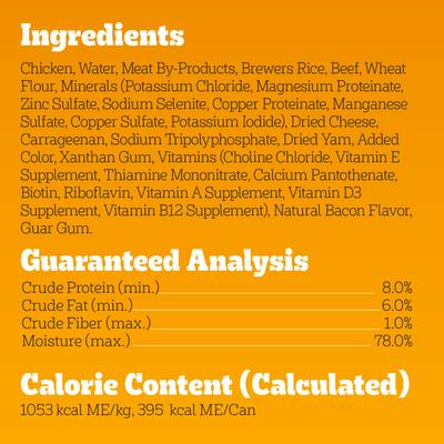 Show full view: Pedigree Chopped Ground Dinner Beef, Bacon & Cheese Flavor Adult Canned Wet Dog Food 13.2-oz, case of 12 slide 7 of 12