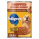Pedigree Chopped Ground Dinner Beef, Bacon & Cheese Flavor Adult Canned Wet Dog Food 13.2-oz, case of 12