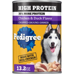 Pedigree High Protein Chicken & Duck Flavor Adult Canned Wet Dog Food, 13.2-oz cans, case of 12