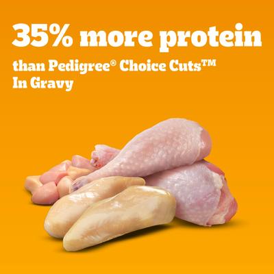 Show full view: Pedigree High Protein Chicken & Turkey Flavor in Gravy Canned Wet Dog Food, 13.2-oz can, case of 12 slide 4 of 11