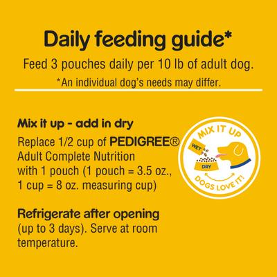 Show full view: Pedigree Choice Cuts Variety Pack with Beef, Chicken & Filet Mignon Adult Wet Dog Food, 3.5-oz pouch, case of 18 slide 8 of 11