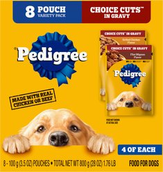 Pedigree Choice Cuts Variety Pack Grilled Chicken & Filet Mignon Flavor Adult Wet Dog Food, 3.5-oz pouch, case of 8