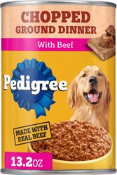 Pedigree Chopped Ground Dinner with Beef Adult Canned Wet Dog Food, 13.2-oz, case of 12