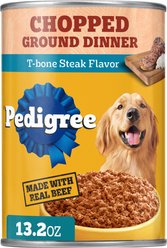 Pedigree Chopped Ground Dinner T-Bone Steak Flavor Adult Canned Wet Dog Food, 13.2-oz, case of 12