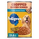 Pedigree Chopped Ground Dinner T-Bone Steak Flavor Adult Canned Wet Dog Food, 13.2-oz, case of 12